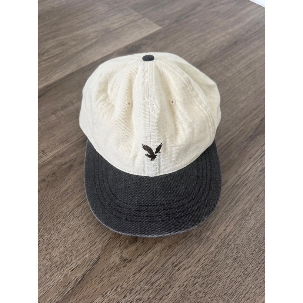 American Eagle Two-Tone Adjustable Dad Hat Cream & Charcoal Embroidered Eagle